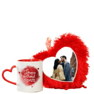 Get Extra 15% Off On Personalized Red Heart Cushion with Heart-Handle Mug