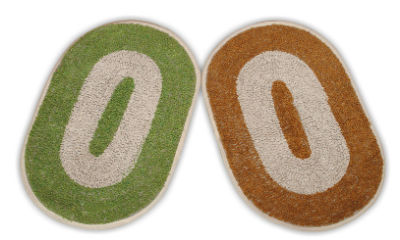 JBG Home Store Oval Beige & Green Polyester Door Mat - Set of 2