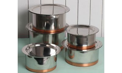 Kitchen Cook's Stainless Steel And Copper Bottom Tope With Lid - Set of 5