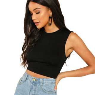 Flat Rs.200 off on CLAFOUTIS Round-Neck Sleeveless Crop Top