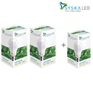 Buy 2 get 1 free + Flat 73%off on Syska 15w LED Bulbs