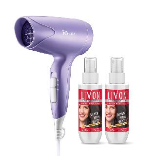 (Pack of 2) Livon Serum 100 ml + Syska Hair Dryer at Rs 699 | MRP 1749