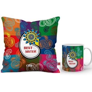 Rakshabandhan Gifts for Sister (Coffee Mug 330 ml & Cushion 12x12Inch)