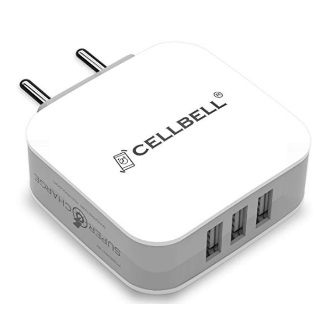 CELLBELL Supercharge 3.4A /17 Watts /3 USB Universal Wall Charger