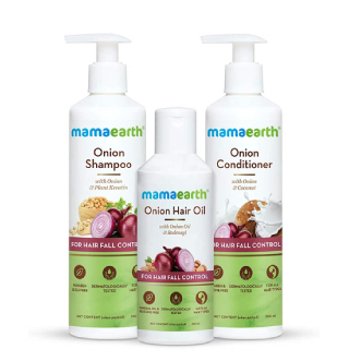 Upto 35% Off on Mamaearth Onion Oil, Shampoo & Conditioner + Extra GP Cashback