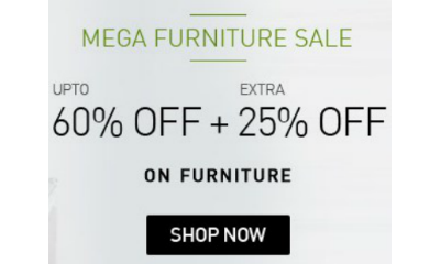 Mega Furniture Sale : Upto 60% Off + Extra 25% Off