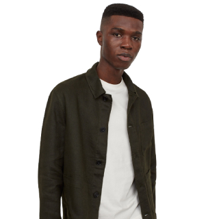 Buy H&M Men Green Solid Linen Shirt Jacket at Best Price