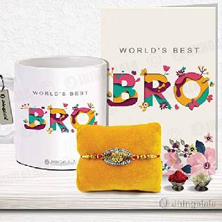 Rakhi Gifts Pack for Men - Bracelet, Mug & Greeting Card