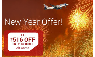 New Year Spacial Offer: Flat Rs.516 Off On AirCosta Flights