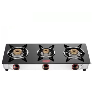 Pigeon Popular 3 Burner Glass Cooktop Glass Manual Gas Stove at Rs.2049