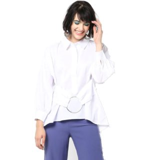Flat 75% Off on PROJECT EVE High-Low Shirt Top with Drop-Shoulder Sleeves