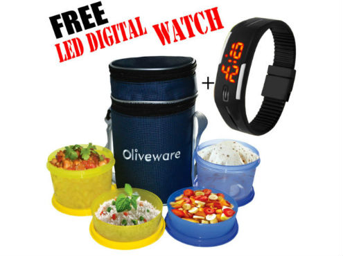 Oliveware Lunch Box LB36 with Free Led Digital New Design Watch