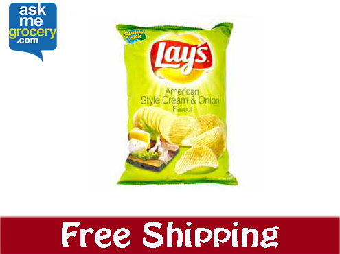 Pack of 4 Lays American Style Cream & Onion + Free Shipping