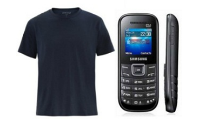 Pack of Gio Mens Round Neck T-Shirt & Samsung Guru E1200 (Black)