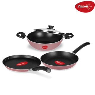 Flat 74% Off on Pigeon Nonstick Cookware Set, Set of 3 (with one lid