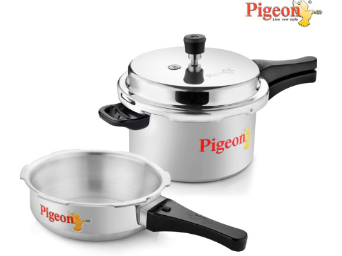 Pigeon Aluminium 5 L Pressure Cooker and 3.5 L Pressure Pan Without Lid