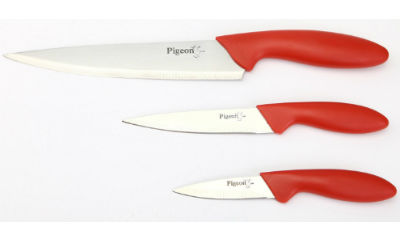 Pigeon Kitchen Knives Set, 3-Pieces (Colours may vary)
