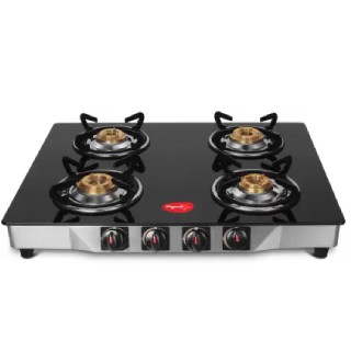 Flat 51% Discount on 4 Burner Pigeon Ultra Glass, Stainless Steel Manual Gas Stove