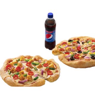 1 Plus 1 Personal Pizza at Rs. 299 +  1 Free Pepsi