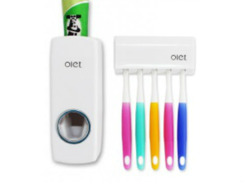 Qubeplex White Automatic Toothpaste Dispenser With Detachable Holder