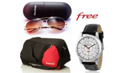 Reebok Gym Duffle Bag & Sunglasses + Free Reebok Watch