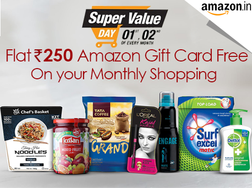 Rs. 250 Amazon Gift Card Free On Grocery Shopping + Rs. 50 GoPaisa Bonus