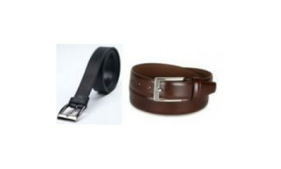 Set of 2 Italian Leatherite Belts Black & Brown
