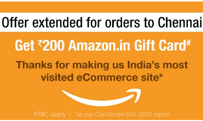 Shop For Rs.500 & Get Rs.200 Gift Card Free - CHENNAI USERS ONLY