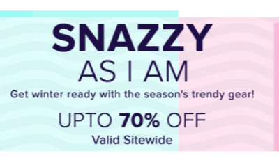 Snazzy As I Am Sale: Upto 70% Off (Valid Sitewide)