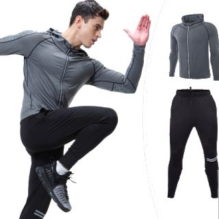 Men's Zipper Coat And Pants Gym Traning Fitness Set