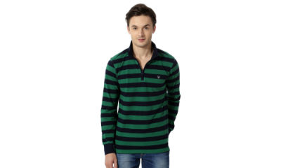 Striped Pullover With Zipper