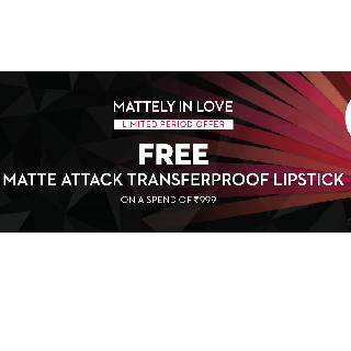 Free Matte Attack Transferproof Lipstick on orders above Rs.999