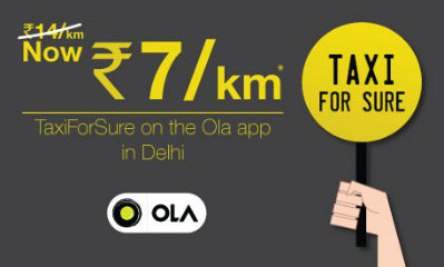 Taxi for Sure on Ola App at Rs 7 per Km in Delhi