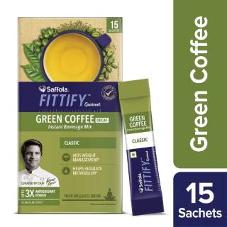 Buy Saffola Fitify Green Coffee- Classic- 15 Sachets- 30g only at Rs.182