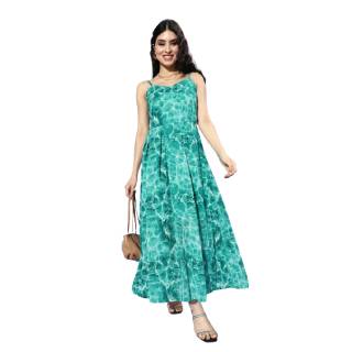 Flat 55% On Women Green Floral Smocked Dress plusS Brand
