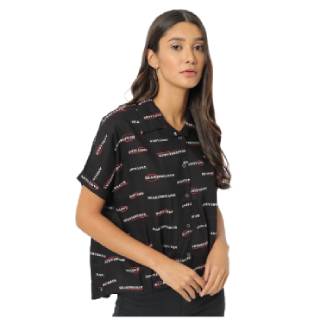 Upto 50% Off On Typographic Print Shirt with Cuban Collar