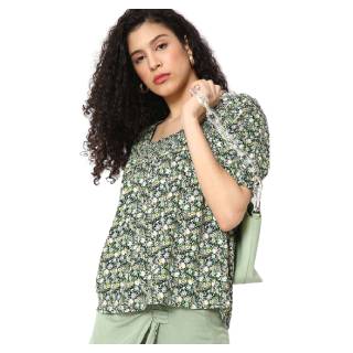 Upto 70% Off On FIG Floral Print Square-Neck Top