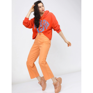 55% OFF on Tokyo Talkies Women Orange Wide Leg Stretchable Jeans