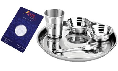 Tosmy Exclusive Stainless Steel Dinner Set, 5-Pieces With Silver Coin
