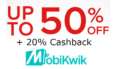 Upto 50% Off + Extra 20% Cashback Via Mobikwik