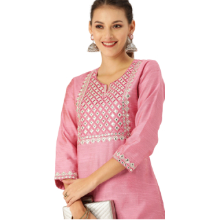 Flat 67% off on Varanga Women Pink Yoke Design Kurta with Trousers