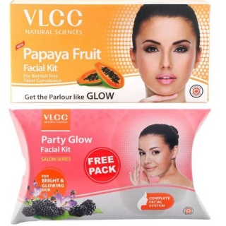 VLCC Papaya Fruit Facial Kit + Party Glow Facial Kit (Free)