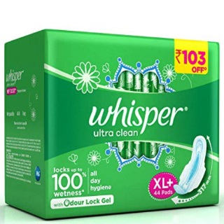 Flat 35% off on Whisper Ultra Sanitary Pads - 44 Count (Extra Large (XL)