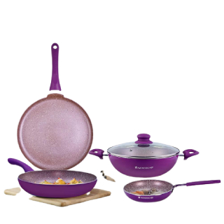 Save 35% on Royal Velvet Aluminium Nonstick Cookware Set, 5Pc, Purple