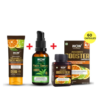 Flat 70% Off + Flat 15% GP Cashback on Vitamin C Facewash + Green Tea Face Serum + Immunity Booster (60 Capsules)