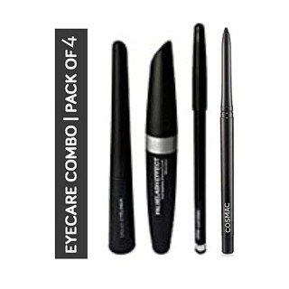 Cosmac Professional Combo Waterproof Eyeliner, Mascara, Eyebrow Pencil With Kaja Set of 4