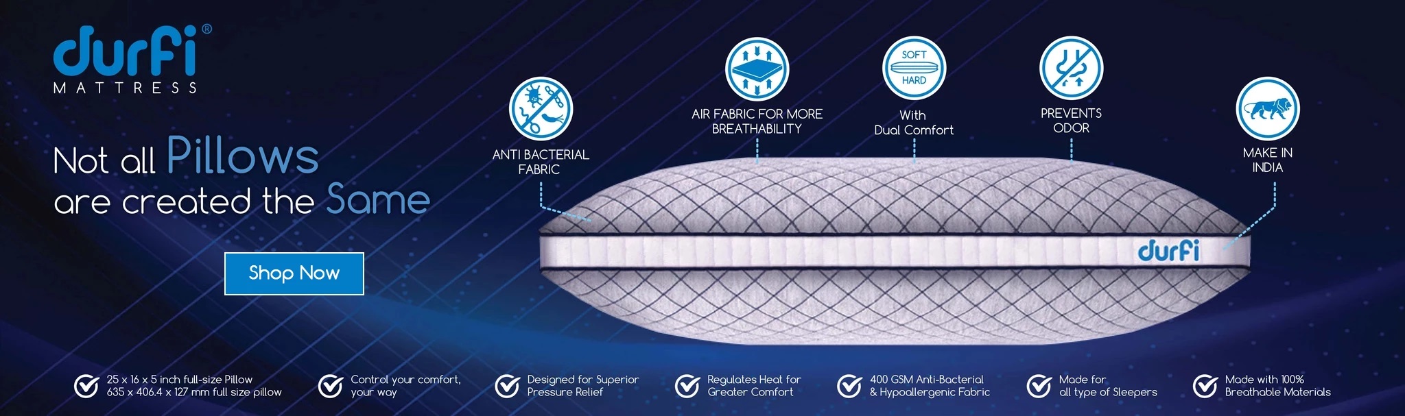 Buy Mattress Topper Memory Foam with Anti-Bacterial Fabric - Durfi